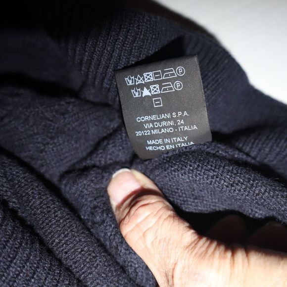 Corneliani 90514202M5 Men Sz 48 US M Navy Cable Knit Cashmere Blend Sweater $625 - Picture 7 of 9